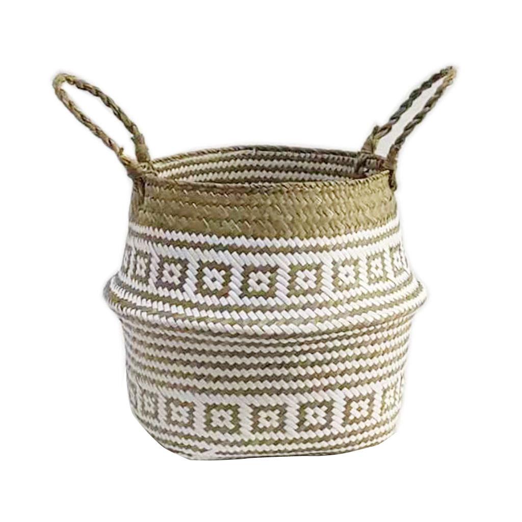 

Плетеная корзина с водорослями, цветочный горшок, складная корзина, грязная корзина, украшение для хранения белый