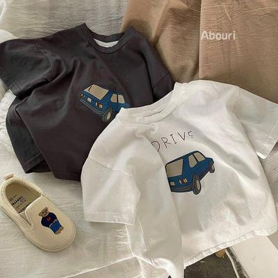 Jungen Cartoon Auto Baumwoll-T-Shirt - Kurzarm, Leicht, Sommerstil
