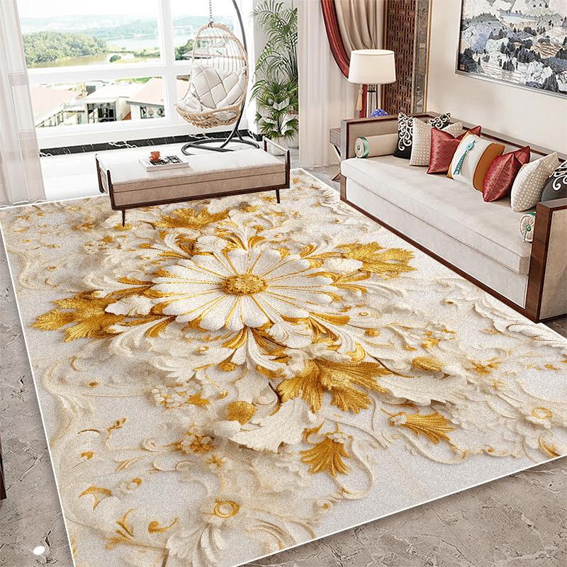 Europen 3D Flower Luxury Carpets for Living Room Sofa Large Area Rugs Comfort Non-slip Bedroom Decoration Rug Washable Table Mat