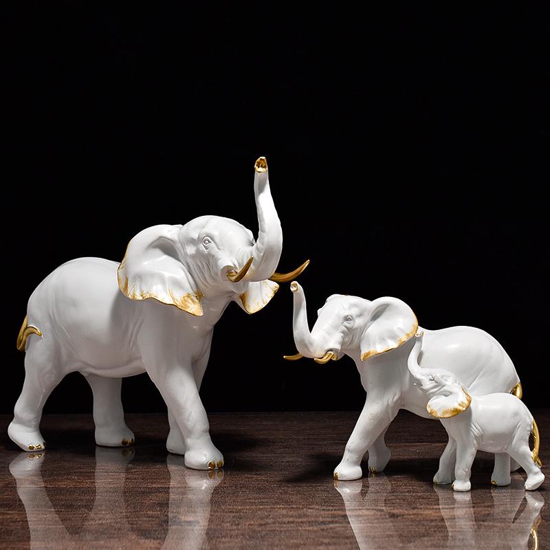 Modern Light Luxury Elephant Ornament - Resin Handicraft for Office, Living Room, or TV Cabinet Decoration