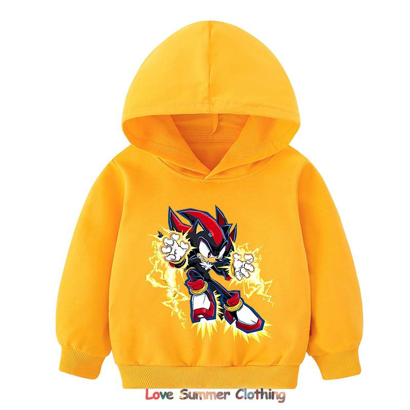 2025 Shadow Kids Hoodie Boys Pullover 4-14Yrs Girls Tops Hedgehog Long Sleeve Sweatshirt Polyester