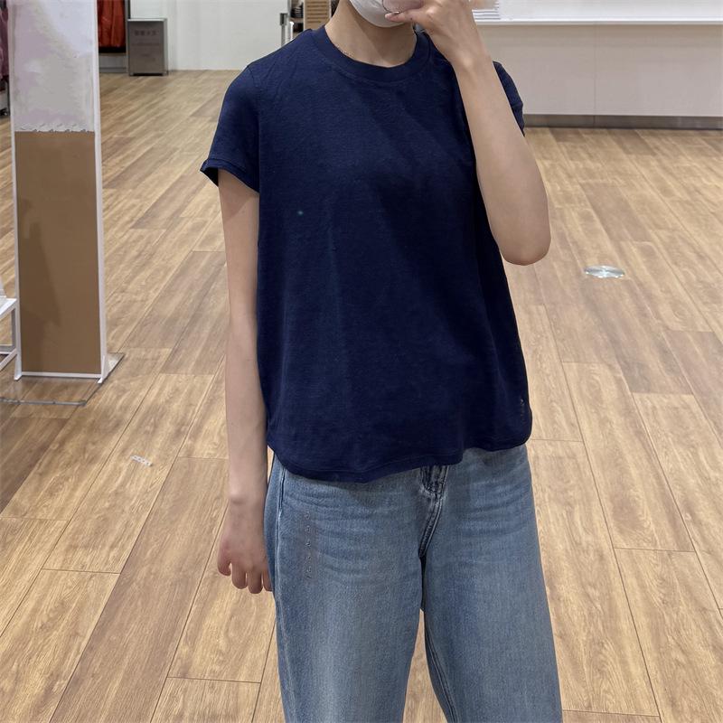 

Women s French Linen Crew Neck Short Sleeve T-Shirt Small