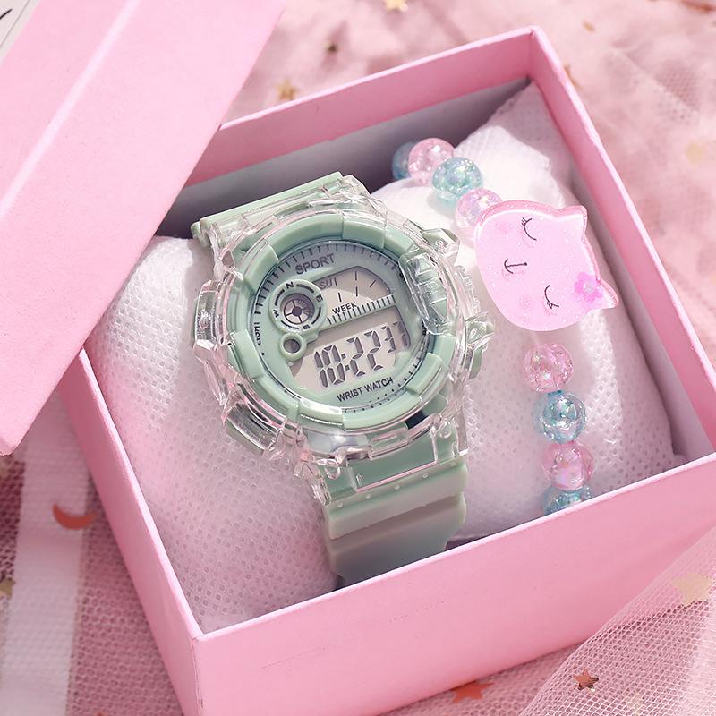 ins wind transparent electronic watch student sports waterproof luminous women's children's watch simple fashion trend