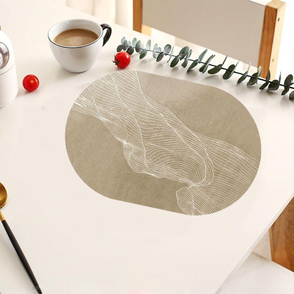 High Temperature Resistance Coasters Waterproof Placemat Oval PVC Leather Table Mats Cooking Table