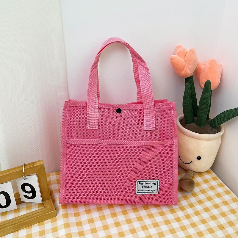 Stylish Korean Transparent Mesh Casual Beach Bag Large Capacity Tote Handbag