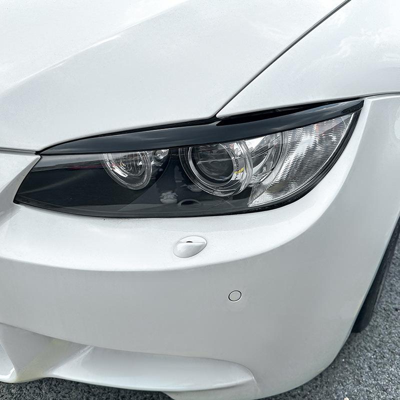 For BMW E92 E93 2Pcs ABS Gloss Headlight Eyebrows Eyelids 3 Series 325i 330i 330d 335i 335d Pre-LCI 3D Stickers Car Accessories