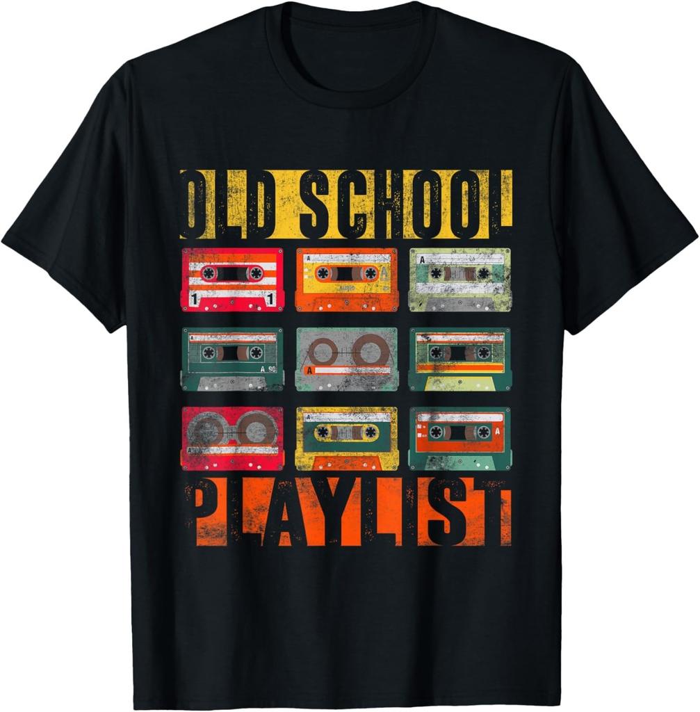 Old School Playlist Shirt Retro 80s 90s Cassette Tape Music T-Shirt unisex Tee