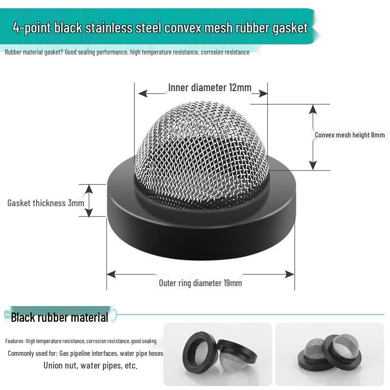 High-temp resistant rubber silicone sealing washer with flat mesh gasket for 4-point water heater and 6-point water meter shower inlet hose.