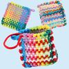 Girls' DIY Fabric Wallet Kit: Handmade Rainbow Knitting Machine with Elastic Rope for Ages 3-6.