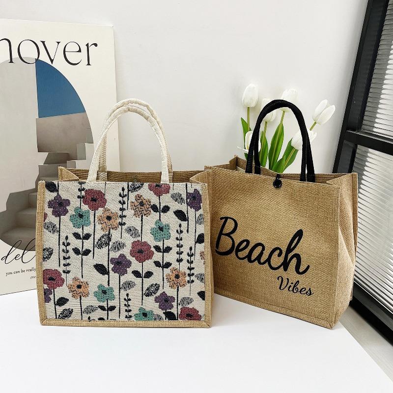 New cotton and linen handbag printed bento tote bag large capacity handbag bag letter printed women's bag