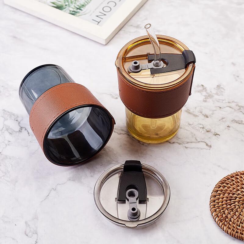 QIHANG Bamboo Joint Glass Car Water Cup with Straw