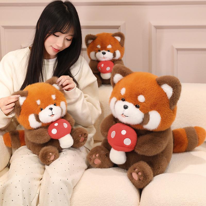 Adorable Mushroom Raccoon Plush Toy For Kids Birthday Gift Soft And Cuddly Design