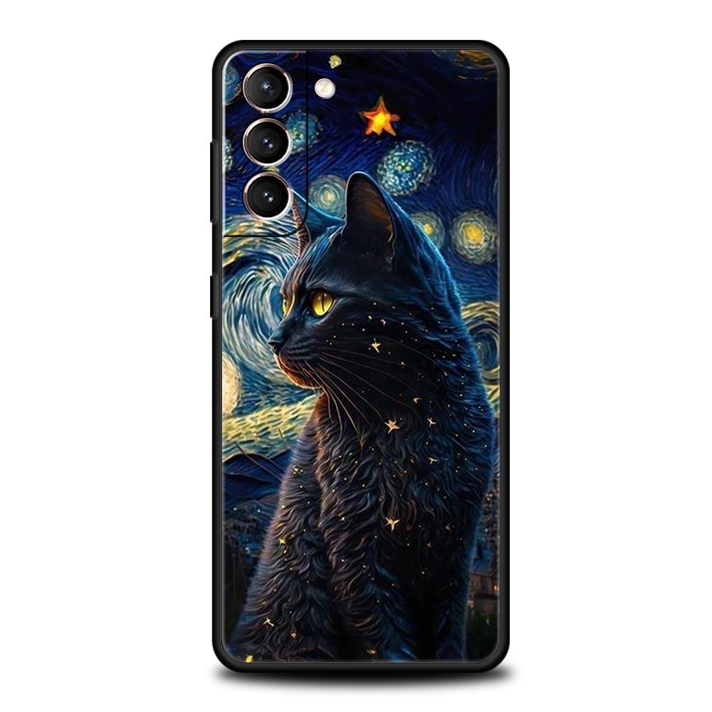 

Милий чохол для телефону Black Cat Cartoon для Samsung Galaxy S24 S23 S22 S20 Ultra S21 FE 5G S10 S9 Plus S10E S8 20 М’яка силіконова накладка Samsung S10