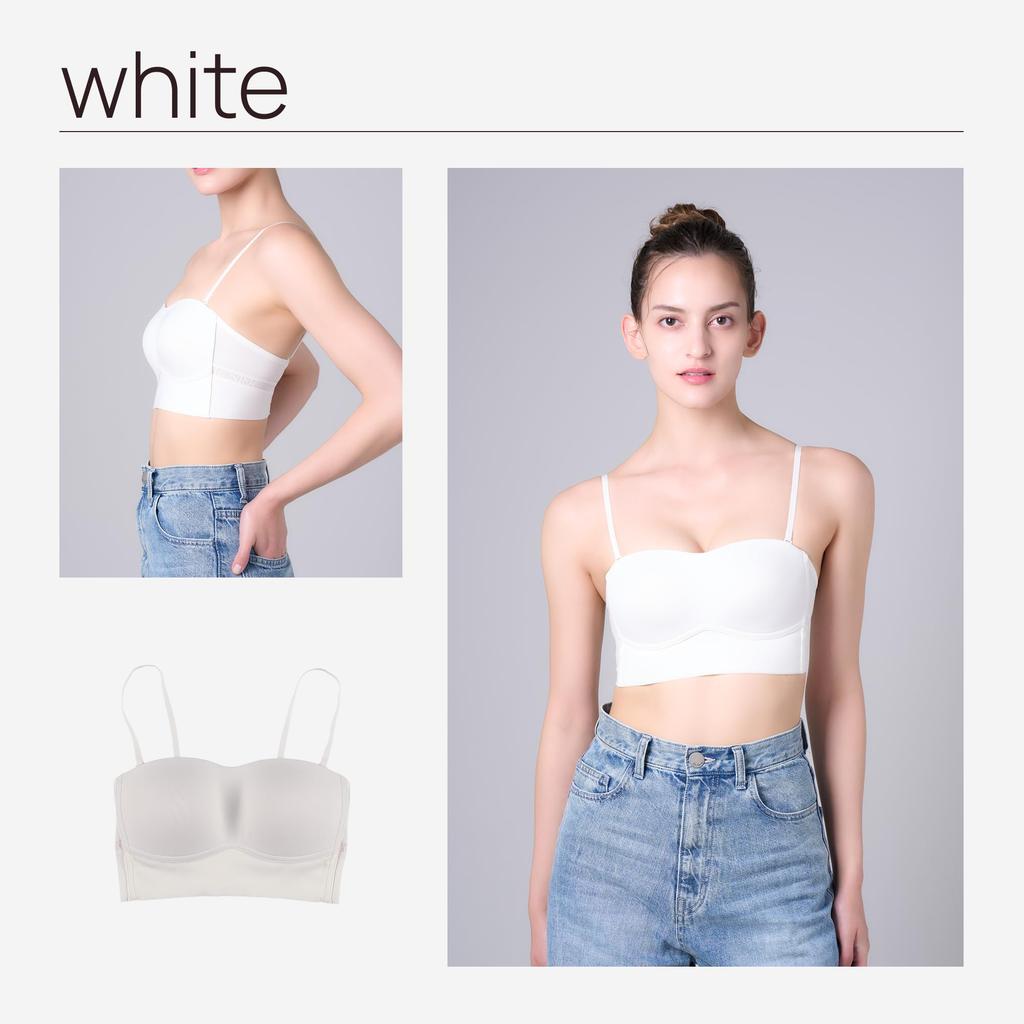 By Her Lip To Bandeau Stretch Adjustment Hook and Loop Rosier Her Lip Toe [ROSIER] Bra, Fabric, 4-Level Closure, (JP, Alphabet, M, White)