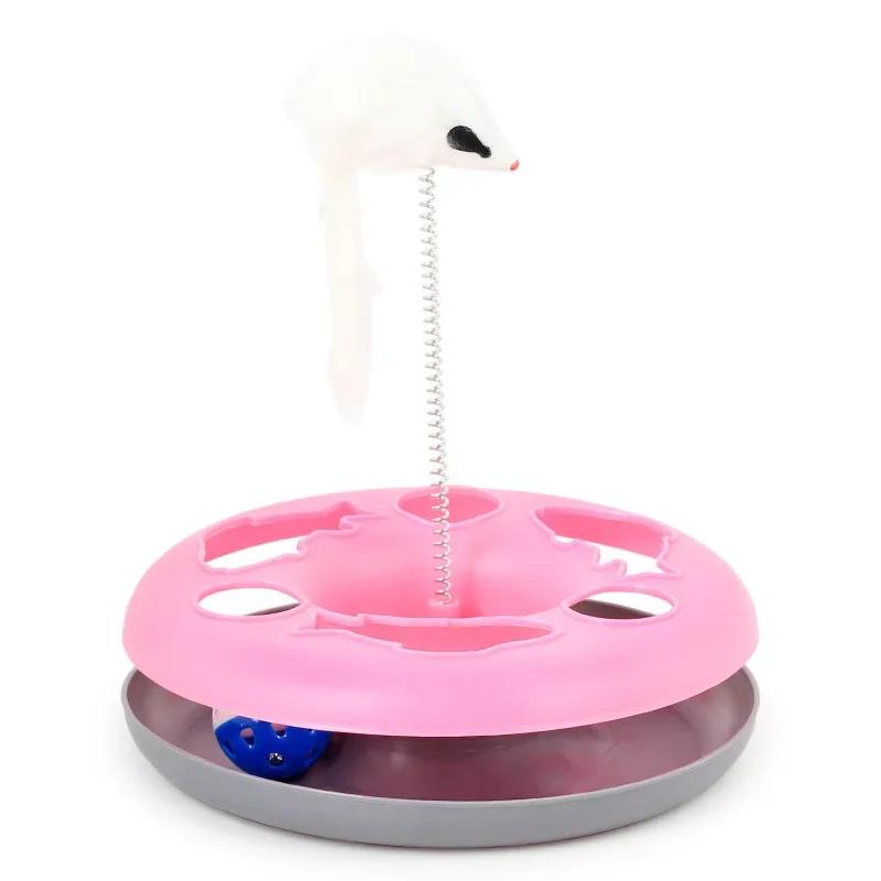 

Домашняя кошка Круглая игровая доска Пружинная мышь Интерактивные игрушки Игра Развлечение Однослойная вращающаяся тарелка Товары для домашних кошек Тренировочная игрушка розовый