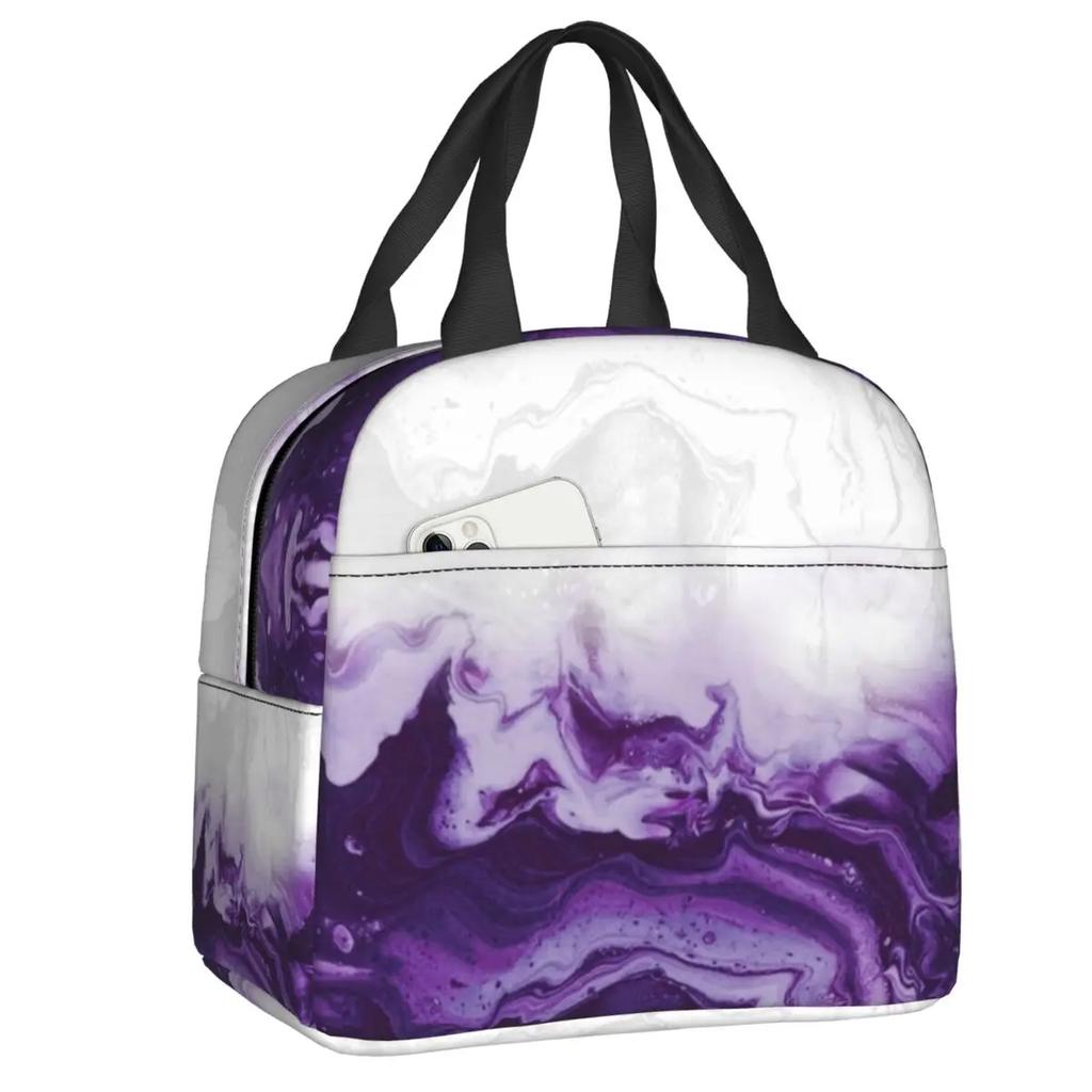 Marmor Grau Kupfer Schwarz Gold Isolierte Lunchtaschen für Frauen Abstraktes Muster Kühltasche Thermische Lebensmittel Lunchbox Kinder Schule Kinder