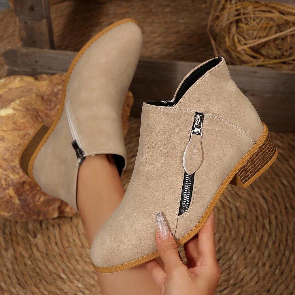 New Autumn/winter Women's Boots, Double Zipper, Plus Size Women's Ankle Boots