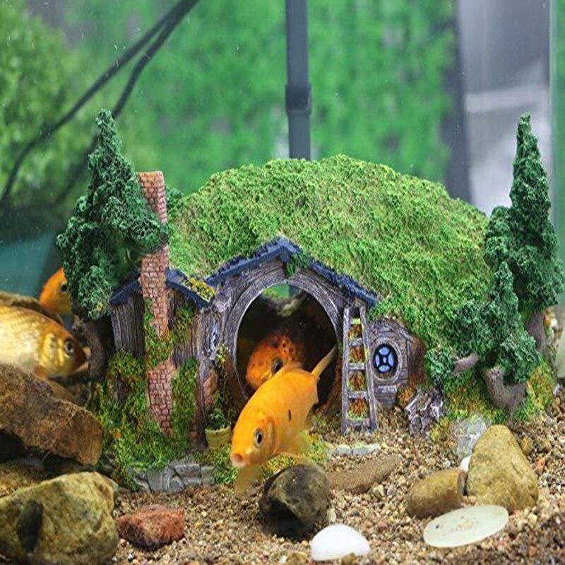 Aquarium Shelter Garden House Fish Tank Hideout House Reptile Turtle Tank Accessories Aquarium Rockery Decoration Accessories