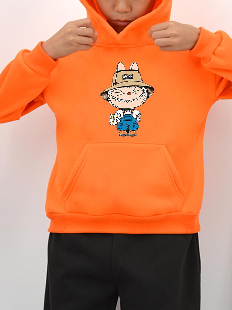 labubu print  Kawaii hoodies Fleece sweatshirt  Cartoon pullover y2k sudadera Autumn boys anime hoodie jacket kids clothes girls