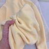 Chic Creamy Yellow Slim-Fit Knit Sweater for Women – Soft, Fluffy, Half-High Neck, Long Sleeves, Perfect for Autumn/Winter.