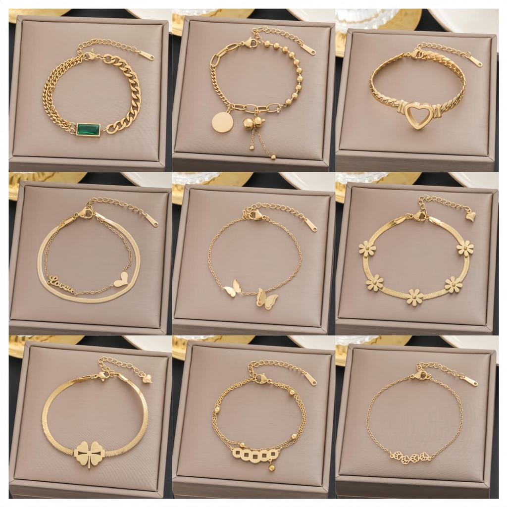 Meichen 18k Gold Non-Fading Titanium Steel Women's Fashion Bracelets - Simple, Versatile, Trendy European and American Style.