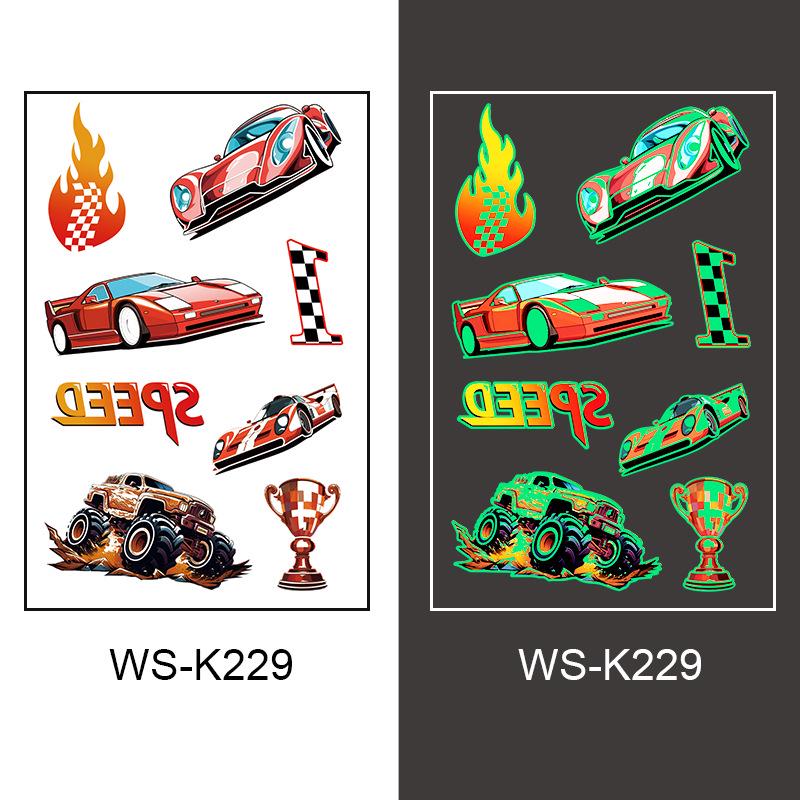

Водонепроницаемые флуоресцентные зеленые светящиеся наклейки-татуировки для детей - гоночный мотоцикл дизайн автомобиля 120x76mm