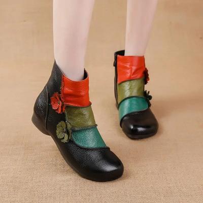 Różnorodne buty damskie w stylu etnicznym, mieszane kolory, oryginalne skórzane buty damskie, ciepłe, bawełniane buty