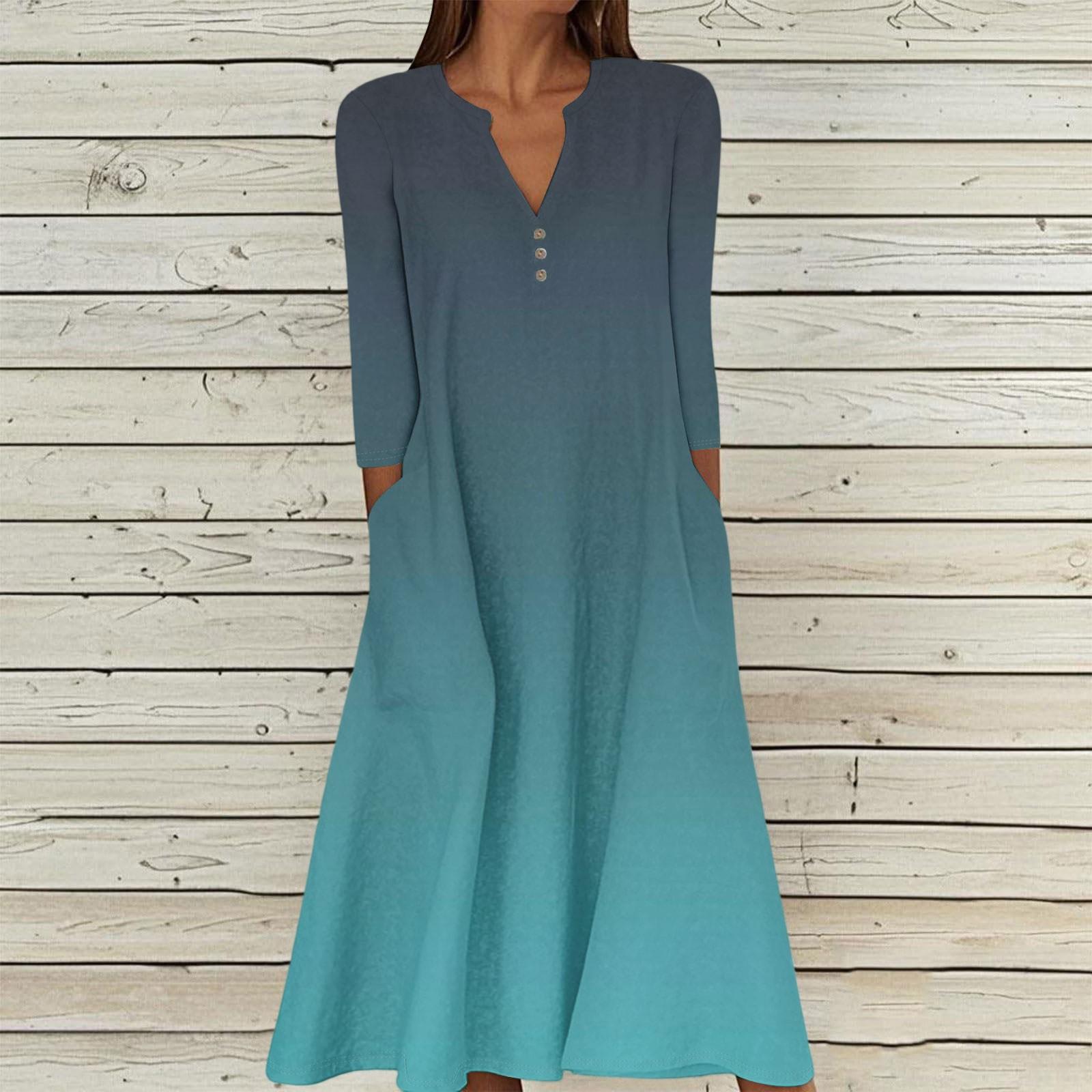 

Женское повседневное и модное платье средней длины без рукавов с круглым вырезом XXL синий