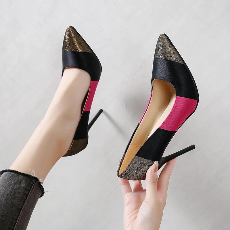 Modne modne paski w stylu wysokich obcasów 2024 Nowe cienkie wysokie obcasy bankietowe spiczaste płytkie usta kolorowe damskie buty Zapatos Mujer