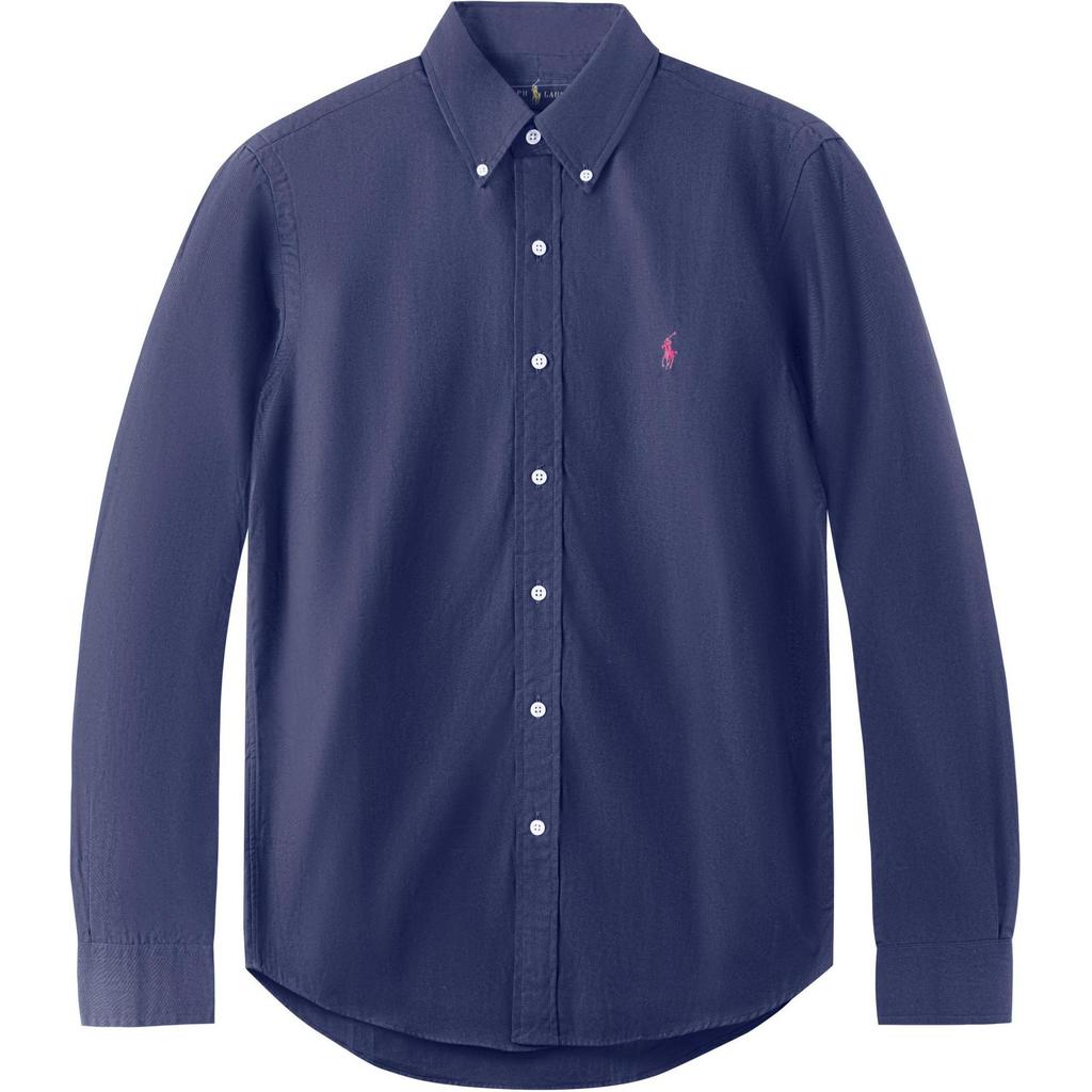 Polo Ralph Lauren Pony Embroidered Single-Breasted Long Sleeve Shirt Men Shirts Dark-Blue MNPOWOV16810173-B82