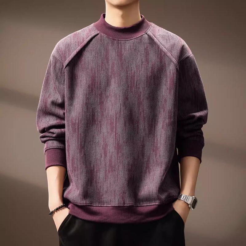 

Men s Textured Spliced Half-Turtleneck Sweatshirt L