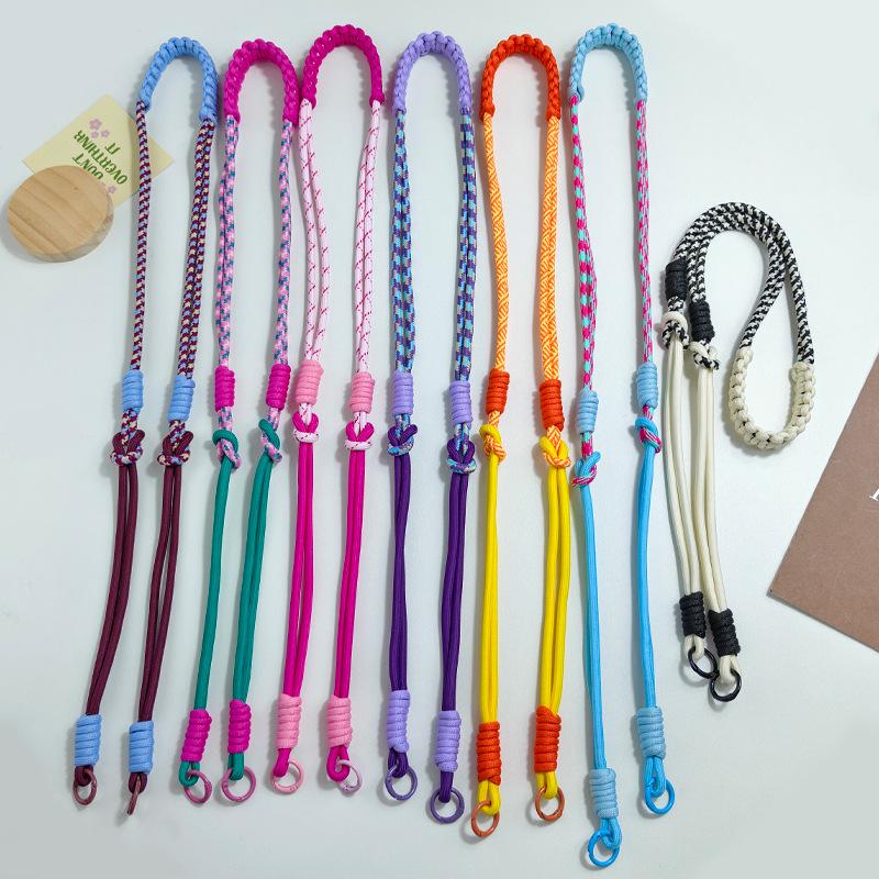 Huayang Customizable Color Block Hand-Woven Phone Lanyard & Water Bottle Chain Accessories