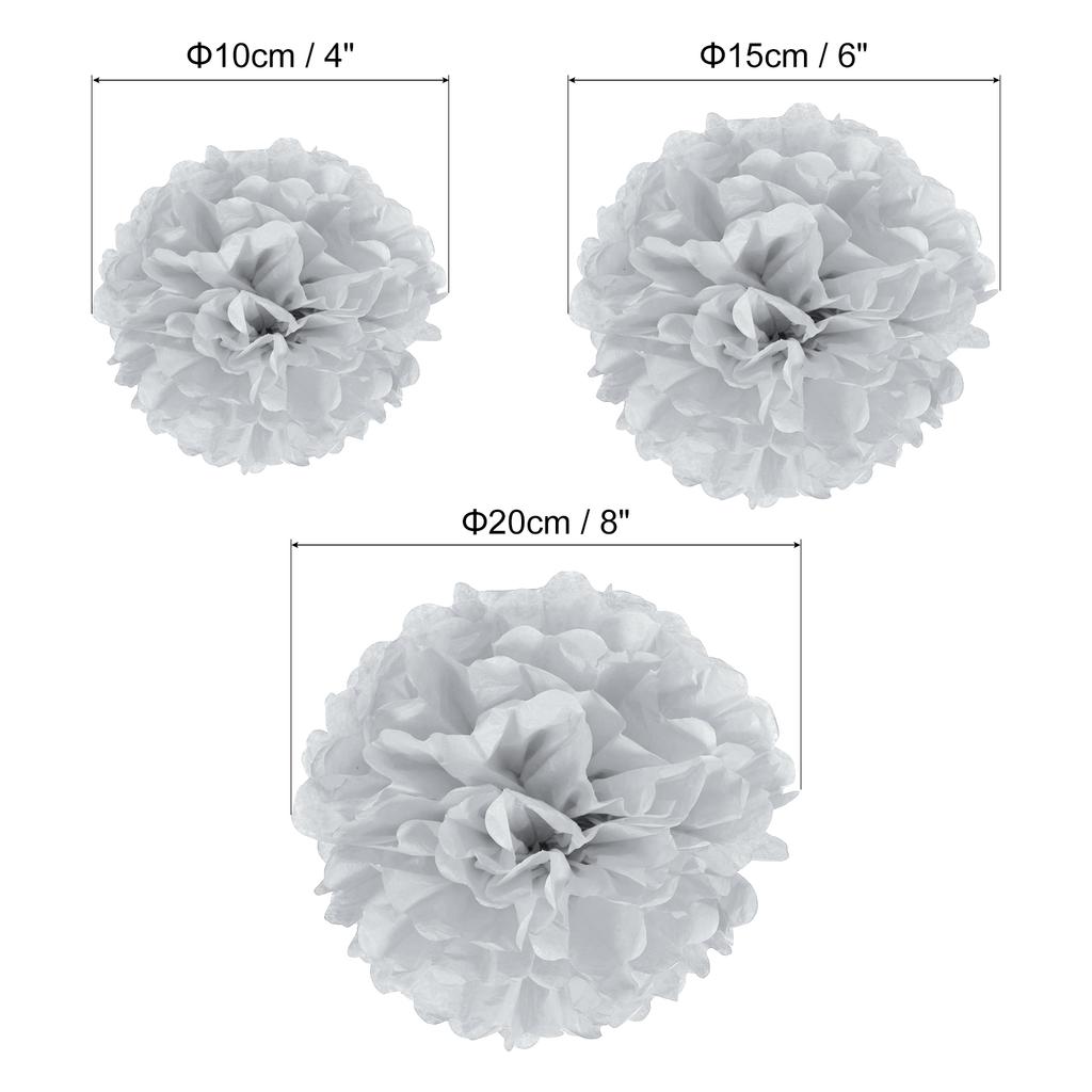 4"/6"/8" Tissue Pom Poms Flowers, 12 Pack Paper Flower Ball for Wedding Bridal Shower Birthday Bachelorette Party