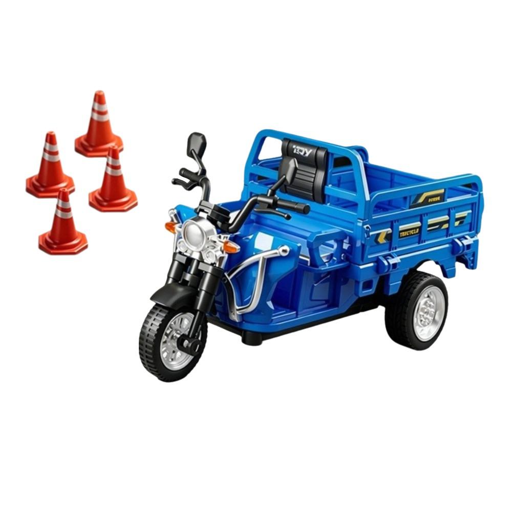 Plastic Simulation Tricycle Toy Inertia Driving Steerable Front Pull Back Truck Openable Seat Diecast Courier Truck Kids Toys