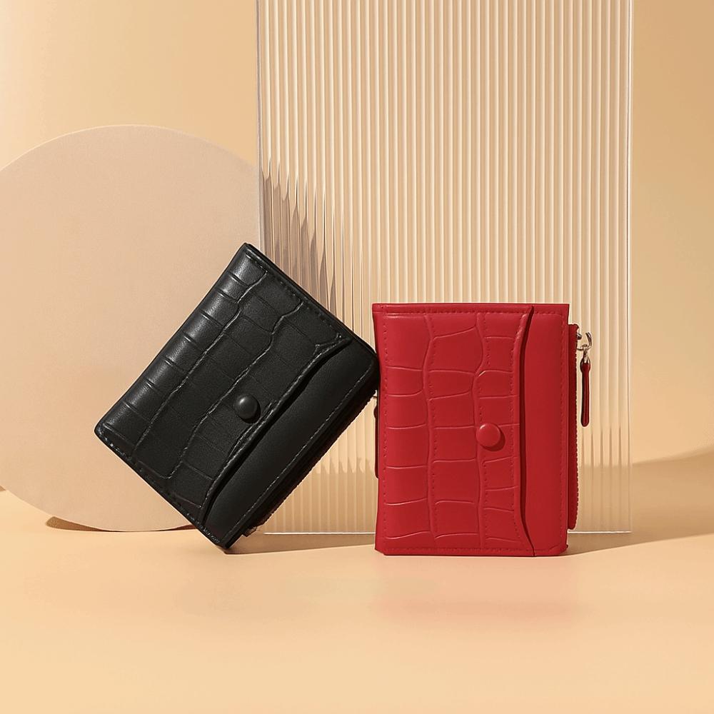 Waterproof Crocodile Pattern Wallet Short Multiple Card Holder PU Leather Coin Purse  School