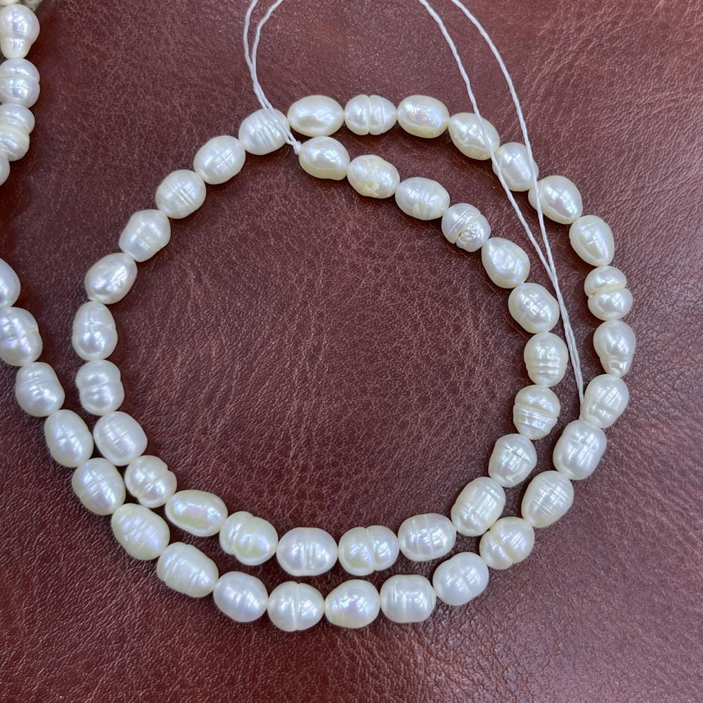 Threaded Rice Pearl Natural Freshwater Pearl White Pearl 4-9mm For Jewelry Making DIY Bracelet Earrings Necklace Accessory