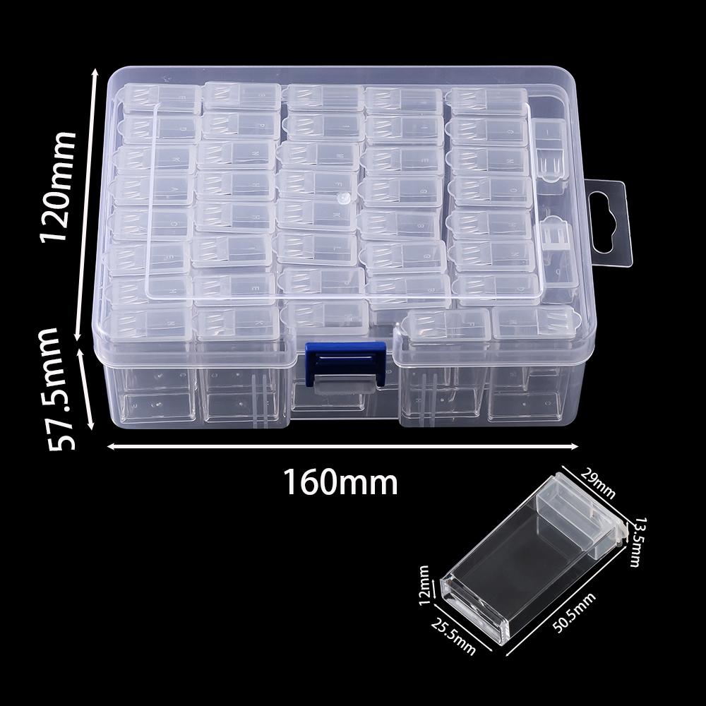 1pc 32/40/42/48/56/64 Slots Plastic Storage Box for DIY Diamond Painting Beads Charms Jewelry Accessories Storage Organizer Box