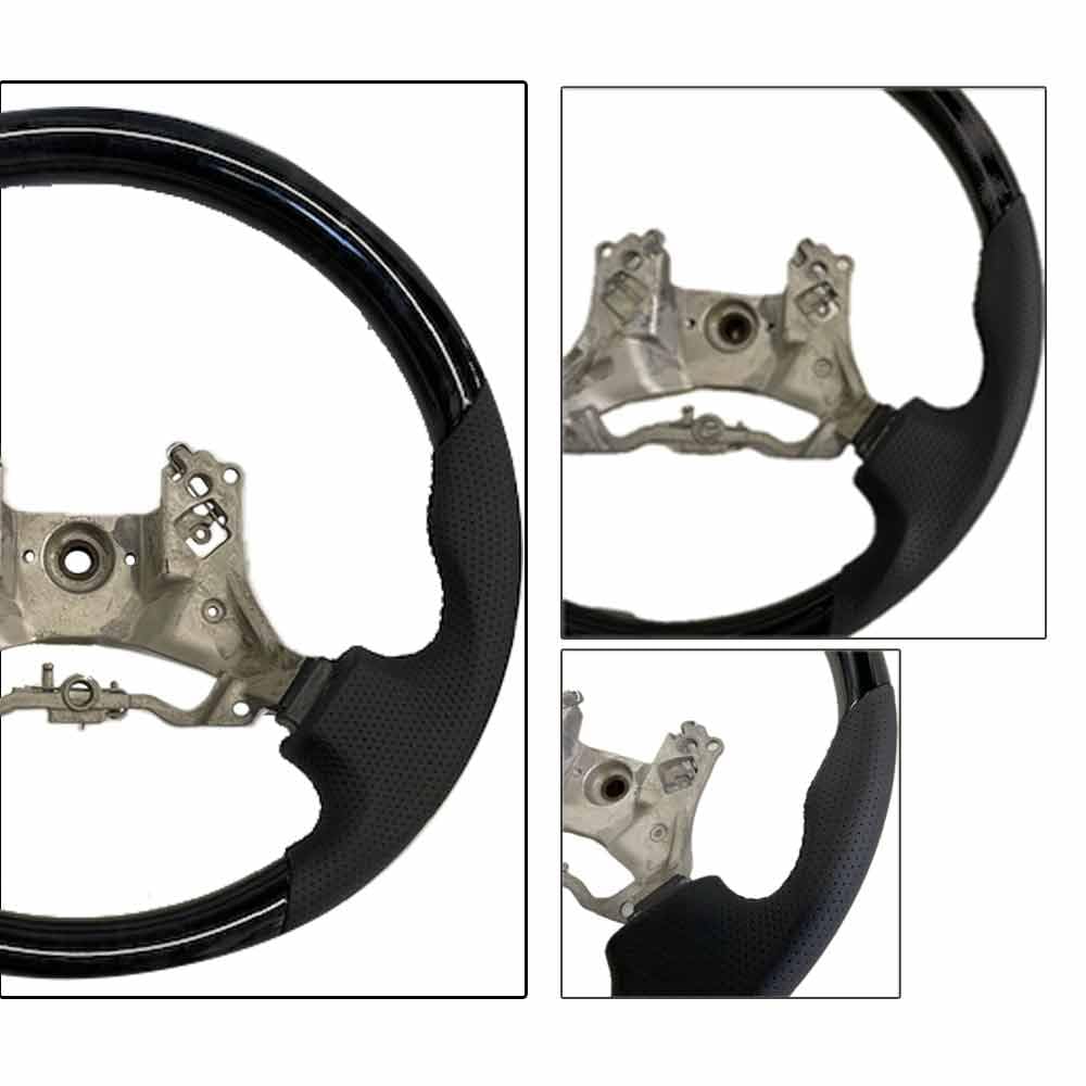 Camroad Gun Grip Steering Wheel Wood for 2017 and later compatible (Black Grain) models,