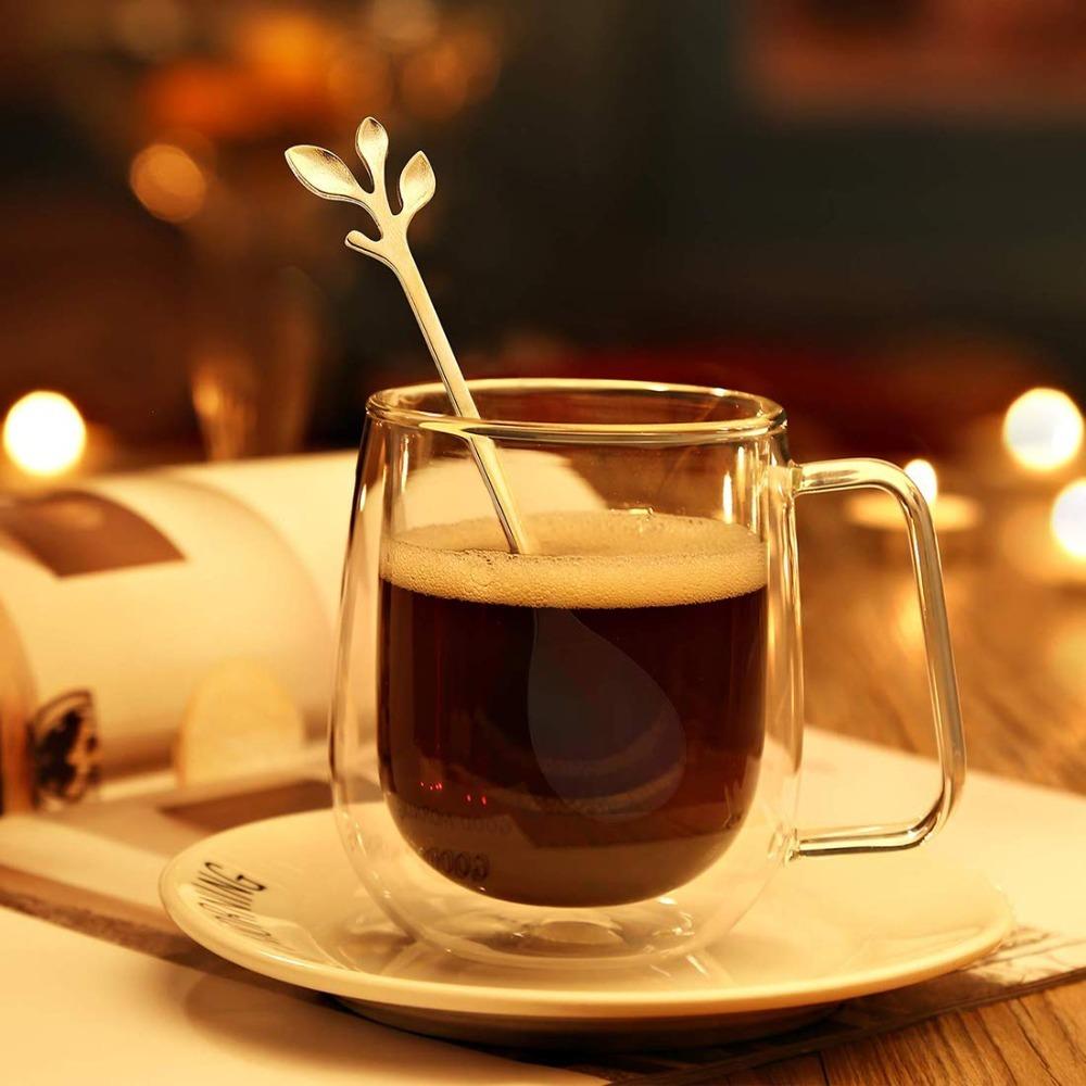 6 ks/sada Lžičky s dlouhou rukojetí 7,4 palce Zlaté Nerezové oceli Míchací lžička na kávu Kuchyňské náčiní