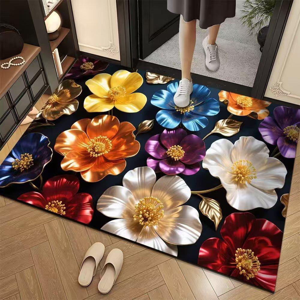 Floral Floor Mats Bathroom and Toilet Absorbent Anti Slip Floor Mats Entrance Door Mats Entrance Door Mats