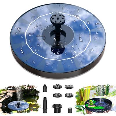 1.5w/2.5w/3.5w Solar Bird Bath Fountain Pump,with 6 Nozzles Solar Powered Water Fountain for Garden Pool, Aquarium and Outdoor