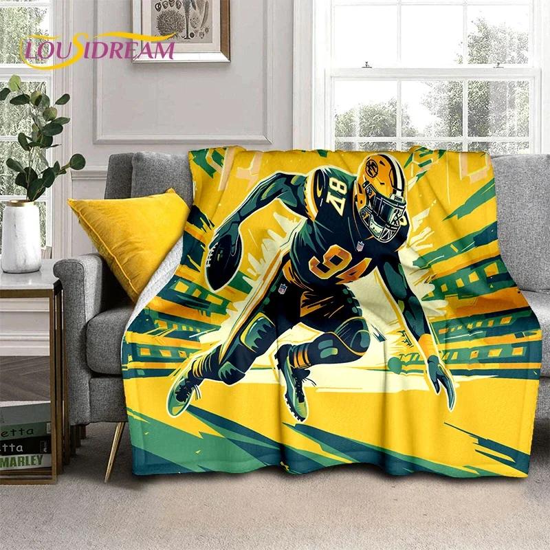 Cartoon 2025 Rugby Field Rugby American Football Soft Blanket,Soft Throw Blanket for Home Bedroom Bed Sofa Travel Cover Child