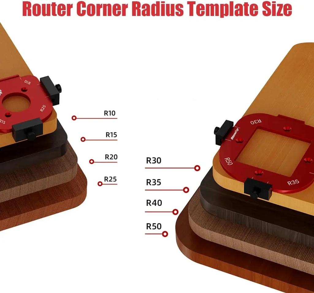 4in1 Woodworking Router Arcs Angle Positioning Template Corner Radius Routers R10-R50 Radius Jig Woodworking Positioning Tool