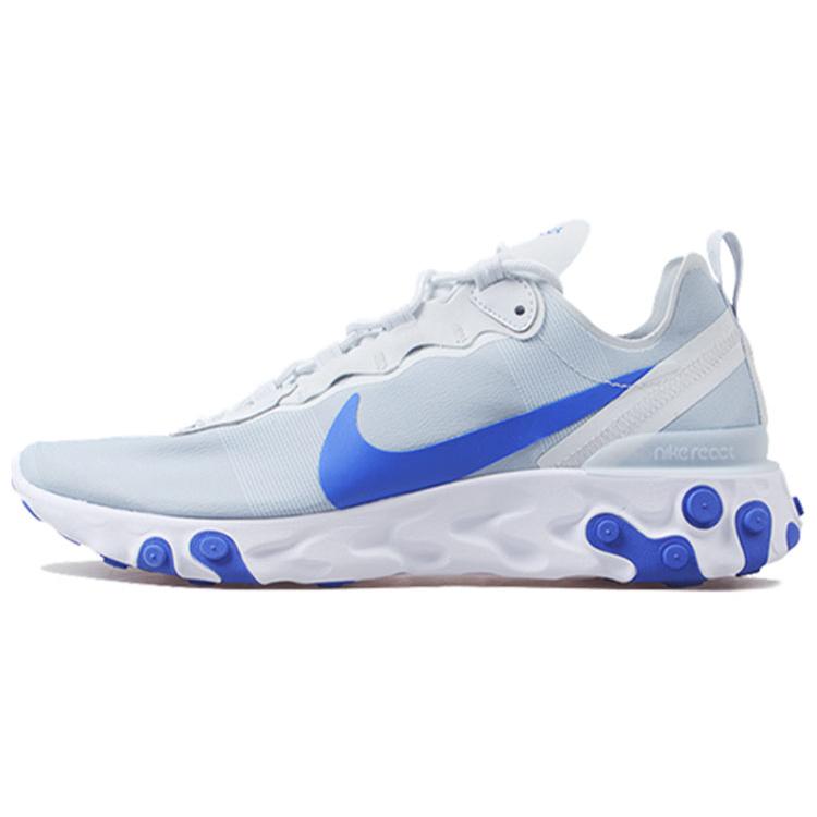 New Nike React Element 55 Pure Platinum Racer Blue BQ6166-005