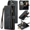 For Samsung Galaxy S24 FE Case, Wallet Case for Women Men, Durable PU Leather Magnetic Flip Strap Wristlet Zipper Card Holder