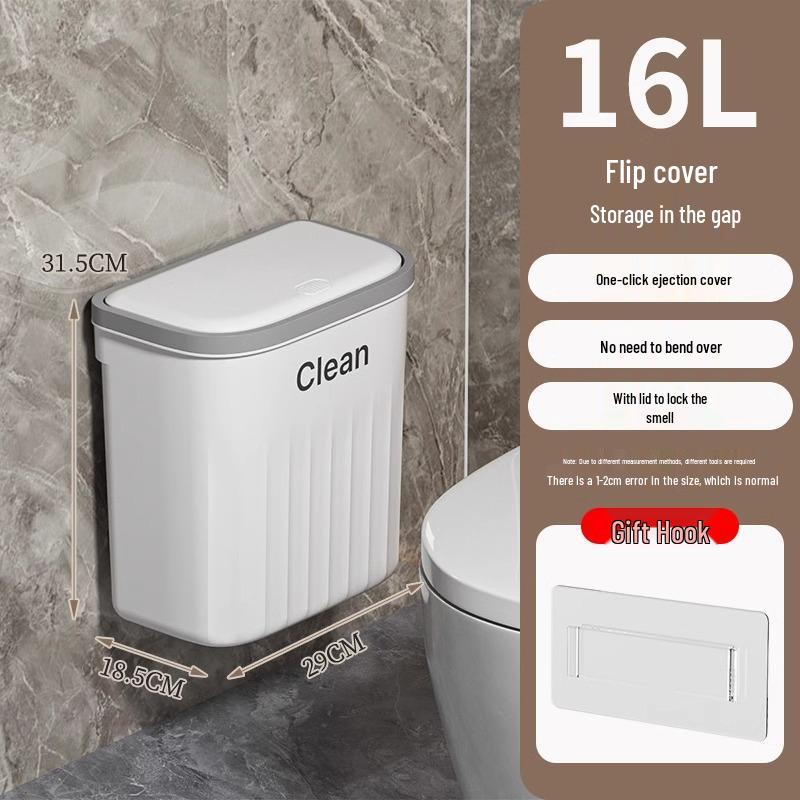 Cubo de basura de plástico abatible para pared para almacenamiento de cocina, baño e inodoro