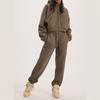 Women's Sweatshirt Set Fashion Hooded Round Neck Long Sleeve Top Casual Loose Warm Two-piece Set