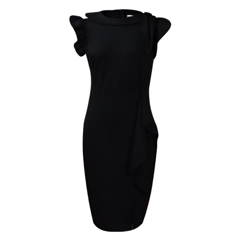 

Женское новое летнее модное темпераментное платье большого размера с плиссировкой и оборками по краю S