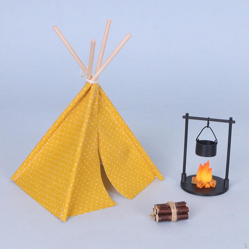1/12 Dollhouse Miniature Camping Tent Outdoor Furniture Accessories Model Kit Collector