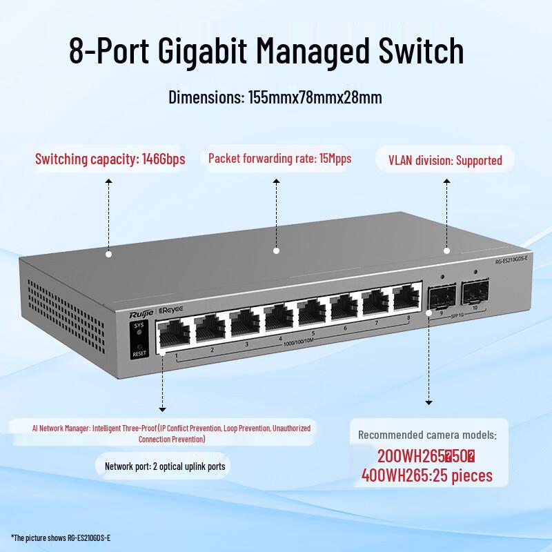 Ruijie RG-ES210GDS-E 10-Port Gigabit Managed Switch